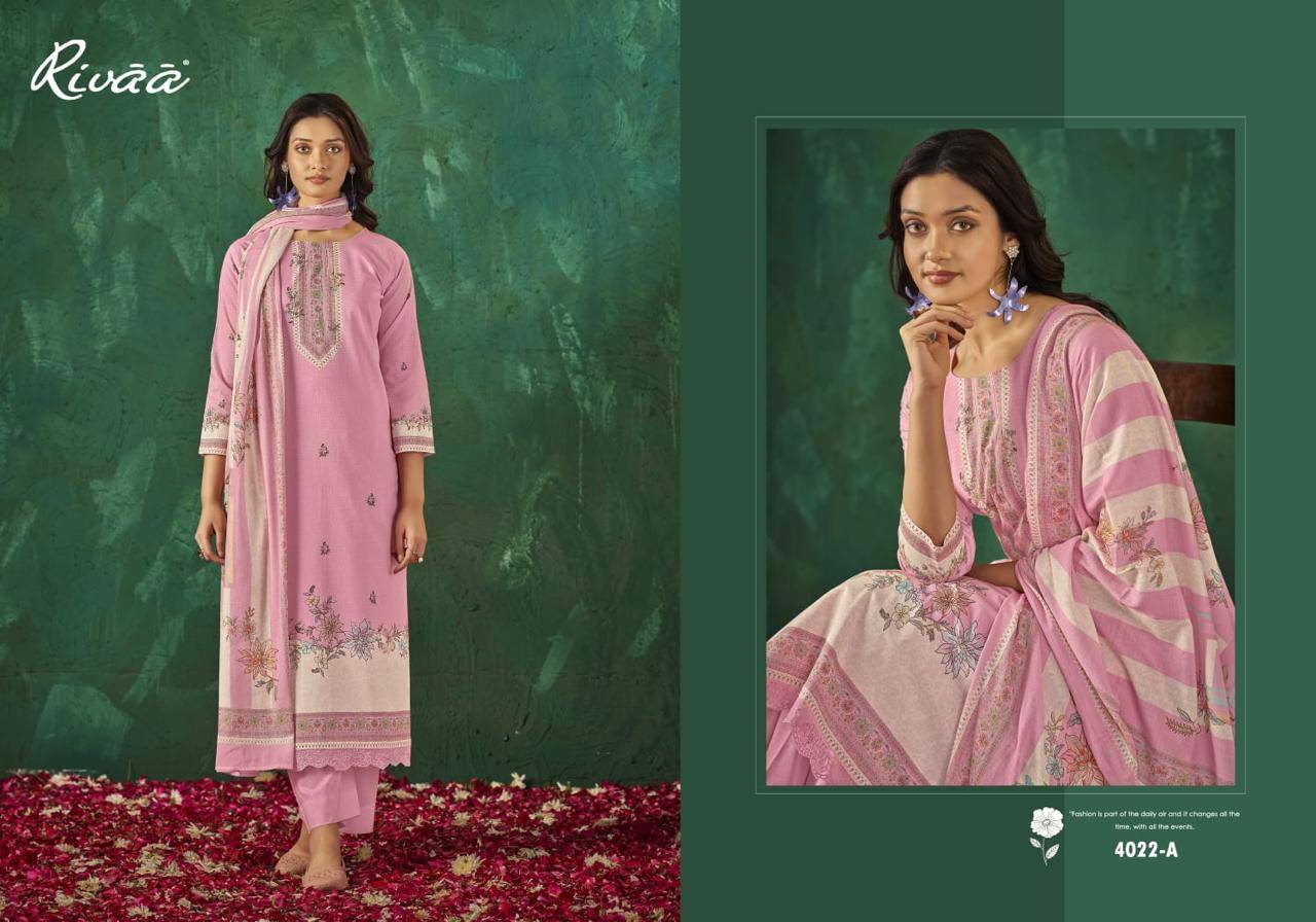SABAA Vol - 5 By Rivaa 4022 Series Beautiful Pakistani Suits Colorful Stylish Fancy Casual Wear Lawn Digital Print Dresses At Wholesale Price